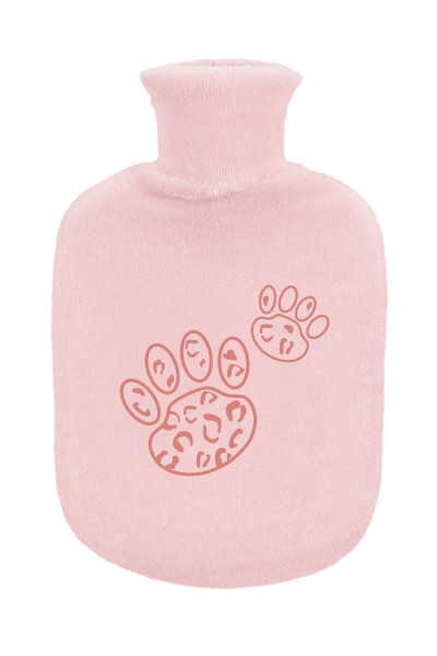 ZEWI bébé-jou Gummibettflasche mit Frotteeüberzug-pink Leopard