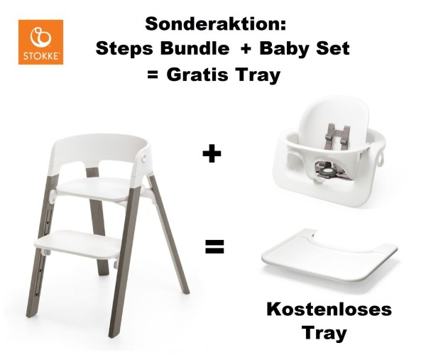Sonderaktion STOKKE® Steps Bundle White&Hazy Grey mit Gratis Tray