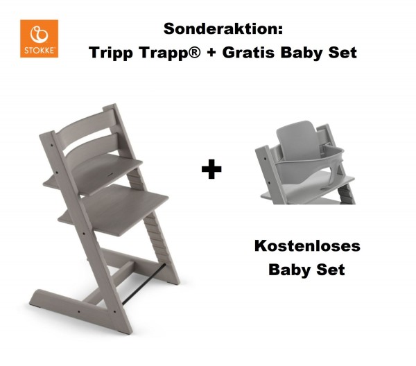 Sonderaktion! STOKKE® Tripp Trapp Storm Grey mit Gratis Baby Set