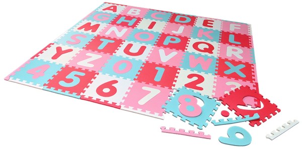 KNORRTOYS Puzzlematte Alphabet + Zahlen 36tlg. pink-rosa
