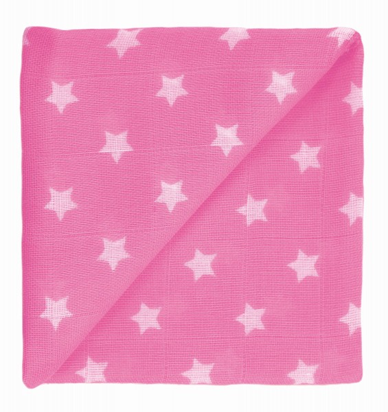 ZEWI bébé-jou Baby-Gaze bedruckt-pink Sterne