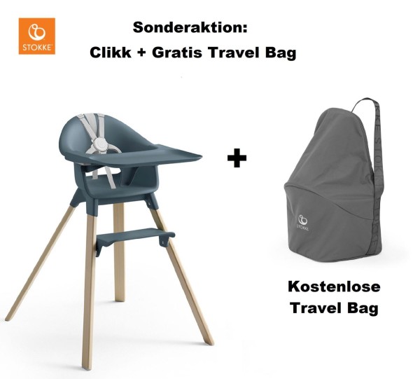 Sonderaktion STOKKE® Clikk Fjord Blue mit Gratis Travel Bag